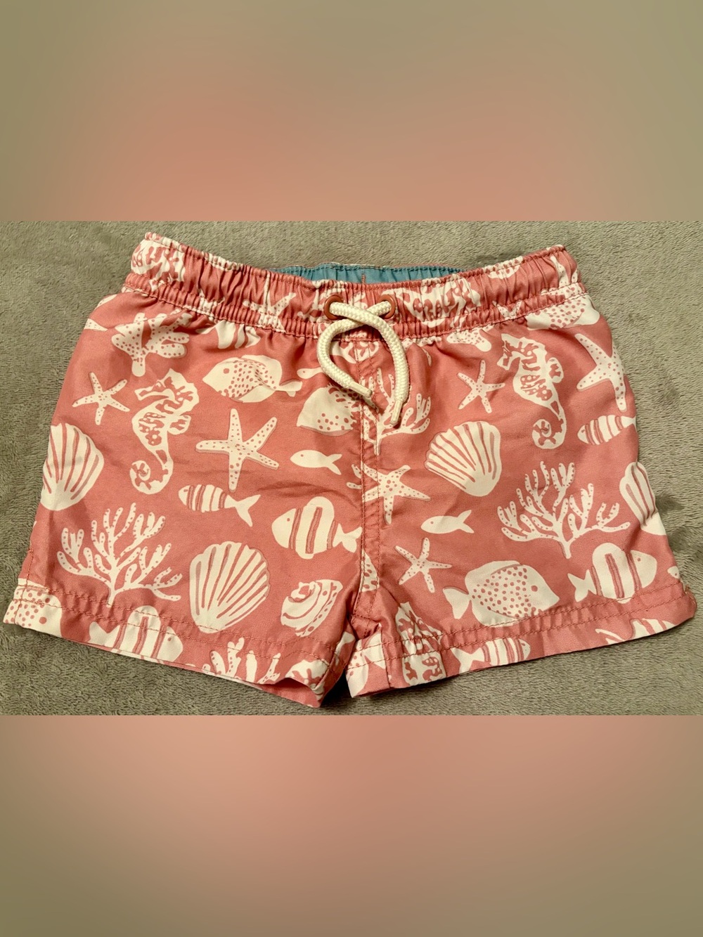Little Planet by Carter’s Boy’s Sz 2T Pink Tropical Print Shortie Swim Trunks